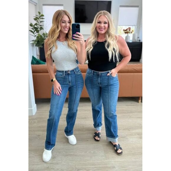 Judy Blue High Rise Center Seam Detail Straight Jeans JB82571 Size 16W